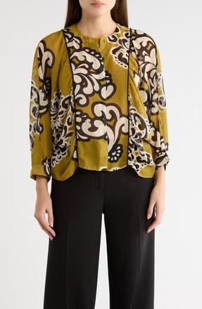Adrianna Papell Large Print Top in Citron Damask at Nordstrom Rack, Size X-Small