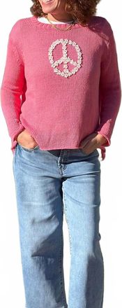 Wooden Ships Daisy Peace Cotton Sweater In Cherry Pastille