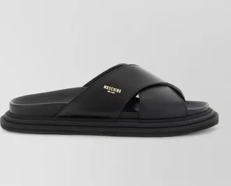 Moschino leather logo-plaque sandals