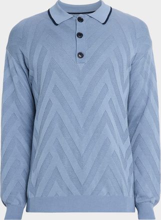 Scotch & Soda Mens Zigzag Knit Polo Sweater