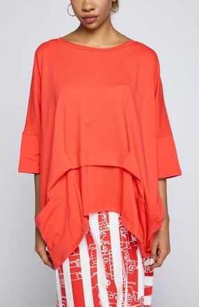 Luukaa D'Celli Solene Layered Jersey Tunic in Vermillion at Nordstrom, Size X-Large