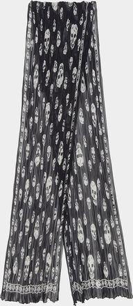 Alexander McQueen Skull Pleated Silk Georgette Scarf