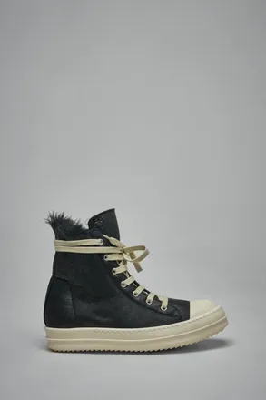 Rick Owens High Top Zebra Shearling Ramones Sneakers
