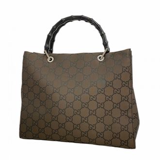 Gucci Black Brown Nylon Tote Bag (Pre-Owned)