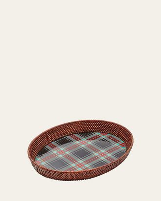 MacKenzie-Childs Tartan Rattan Small Serving Tray