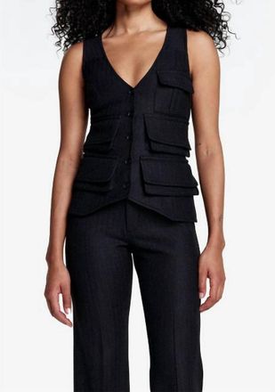 Smythe Utility Vest In Carbon Herringbone