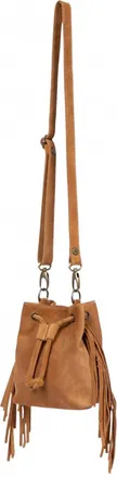Penelope Chilvers Womens Mini Fringe Suede Bag In Tan