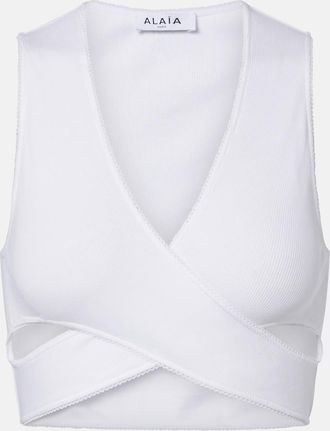 Alaia Ala&iuml;a Ribbed-knit jersey crop top