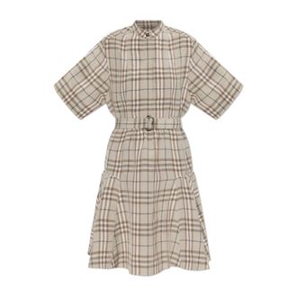 Burberry Dames, Jurken, Bruin, Maat: 2XS Linnen