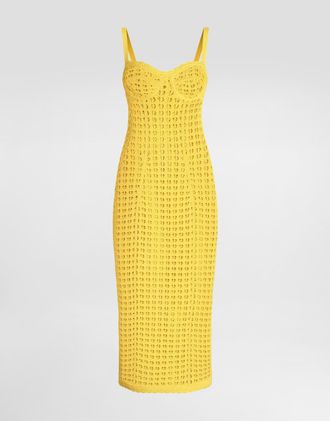 Dolce & Gabbana Crochet Bustier Dress - Woman Dresses Yellow 36