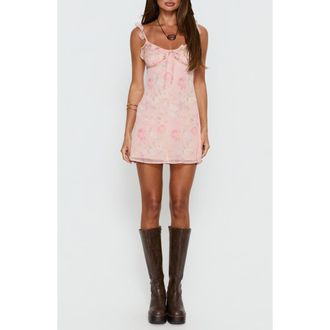 Princess Polly Dewdrops Floral Print Sleeveless Chiffon Minidress in Pink Floral at Nordstrom, Size 12