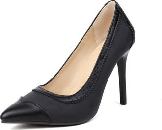 Generic Womens Stiletto High Heel Court Shoes Slip on Office Shoes Pointed Toe PU Leather Dress Pumps,Black,2.5 UK