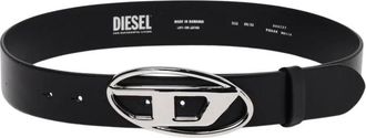 Diesel Accessoires, Dames, Zwart, 90 CM, Leer, Logo Leren Riem
