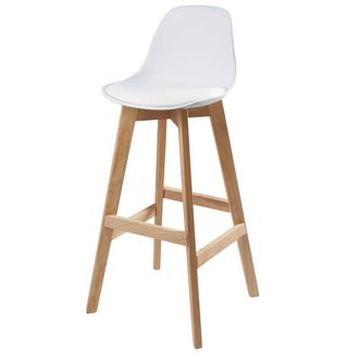 Maisons du monde Silla de bar escandinava blanca con roble H77