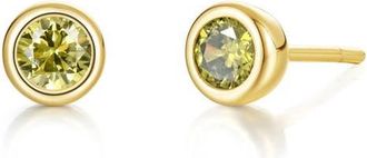 Lafonn Bezel Simulated Birthstone Stud Earrings in Light Green at Nordstrom