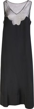 Simone Rocha V-neck Midi Jurk - Dames - Casual kleedjes - Zwart - 2XS - Kleedjes