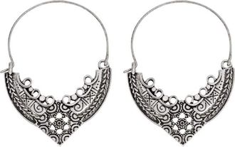 Generic Women Vintage Bohemian Boho Charm Alloy Carved Flowers Punk Dangle Earrings Gift Silver Stylish Attractive and Fashion