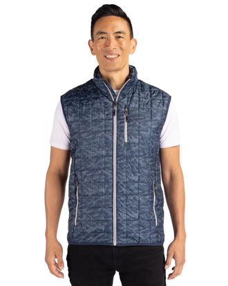 Cutter & Buck Rainier PrimaLoft Mens Eco Insulated Full Zip Printed Puffer Vest