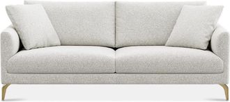 Castlery Lena Sofa Customized, (Performance Boucle) Light Grey (Brass Legs), Spill Resistant, Removable Covers for Sofas, Castlery
