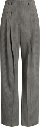 Alberta Ferretti Broeken, Dames, Grijs, S, Wol, Wijde pantalon met plooien