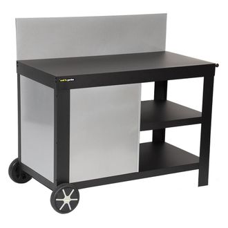 COOK IN GARDEN Carrito plancha con estante de acero gris y negro