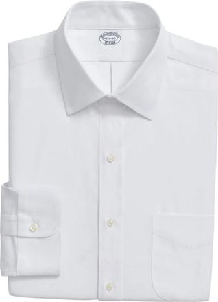 Brooks Brothers Slim Fit Non-Iron Twill Overhemd met Ainsley Kraag - Heren - Zakelijke Overhemden - Wit - L - Katoen - Overhemden