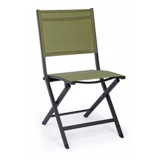 BIZZOTTO Bizzotto - Silla De Exterior En Aluminio Antracita Verde Elin 47x57x H88 Cm