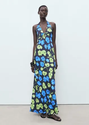 Mango Vestito halter stampa floreale nero - Donna - XS - MANGO