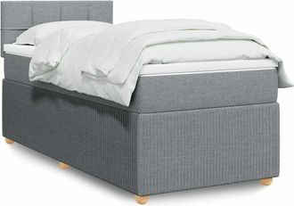 vidaXL Cama Box Spring Con Colch&oacute;n Tela Gris Claro 100x200 Cm Vidaxl