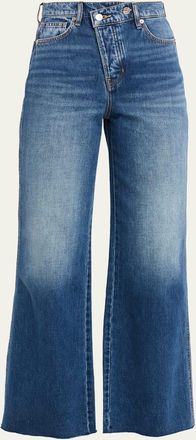 Veronica Beard Taylor High-Rise Wide-Leg Crossover Jeans