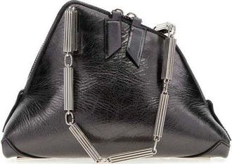 The Attico Slate Leather La Scala Handbag Darkgrey Clutch