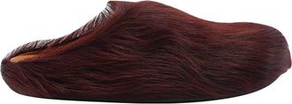 Marni Red Long Hair Sabot Fussbet