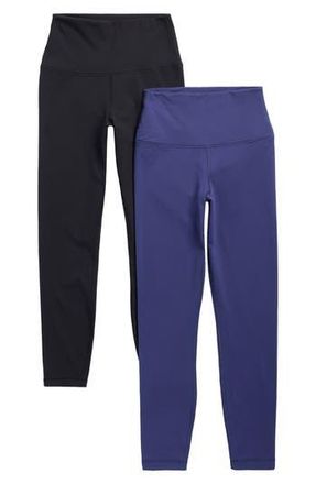 Yogalicious PolarLux Assorted 2-Pack Everyday Fleece Leggings in Blue Ribbon/Black at Nordstrom Rack, Size Small
