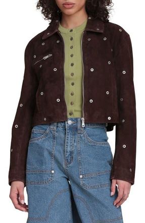 Avec Les Filles Grommet Studded Suede Jacket in Chocolate at Nordstrom, Size X-Small