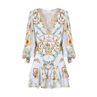 Camilla Button Front Frill Dress Seville Sweetheart - Dames - Jurken - Veelkleurig - Maat: XS Zijde