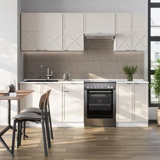Vicco Mueble De Cocina Fame-line, Gris/beige/blanco, 240 Cm, Et Antracita, Vicco
