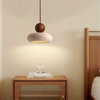 OEM L&aacute;mpara Colgante Led Estilo Wabi-sabi De Travertino Amarillo, Bola Redonda De Madera Maciza, L&aacute;mpara Colgante De Piedra Natural, Peque&ntilde;a L&aacute;mpara De Ar