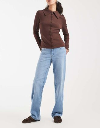 Only Blush - Jeans dritti a vita medio alta azzurri