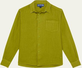 Vilebrequin Mens Long-Sleeve Button-Down Linen Shirt