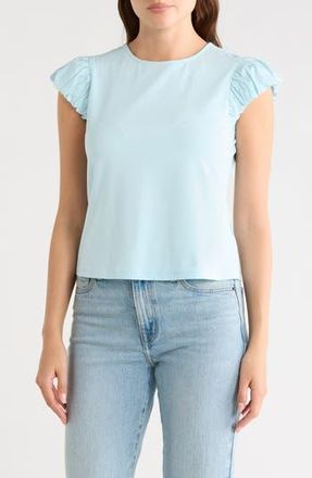 Nanette Lepore Ruffle Cap Sleeve T-Shirt in Pale Blue at Nordstrom Rack, Size X-Large