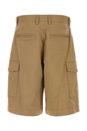 Moncler Mens Cappuccino Stretch Cotton Bermuda Shorts 248 Exterior: Elastane