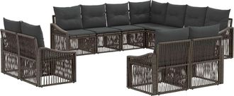 vidaXL Conjunto De Sof&aacute;s De Jard&iacute;n 11 Uds. Gris Rat&aacute;n Sint&eacute;tico Vidaxl