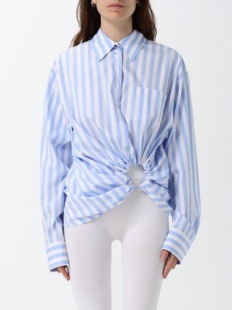 Sportmax Camicia relaxed fit in cotone a righe con orlo asimmetrico