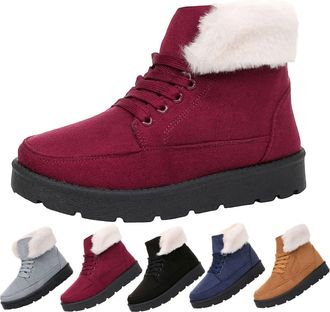 Generic Womens Fluffy Trainers Womens Chunky Lace Boots Soft Sole Platform Boots Fuzzy Collar Winter Trainers Non Slip Walking Shoes Insulation High Top Sneak