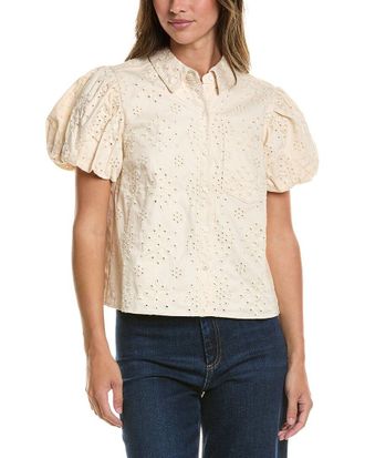 CeCe by Cynthia Steffe Cece Bubble Sleeve Collared Top