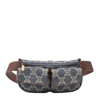 Celine Blue Brown Denim Leather Fanny Pack Pouch Sling Bag (Pre-Owned)