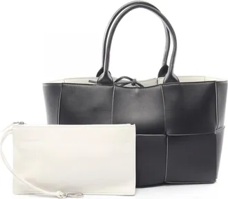 Bottega Veneta Black Leather Handbag Pouch Tote Bag (Pre-Owned)