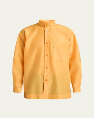 Homme Pliss&eacute; Issey Miyake Mens Polyester and Wool Mandarin-Collar Sport Shirt