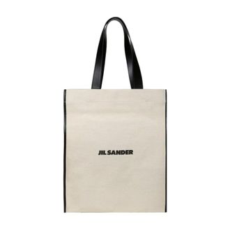 Jil Sander Shopping Bags, male, Beige, ONE SIZE, Medium Tote Bag, Beige and Black