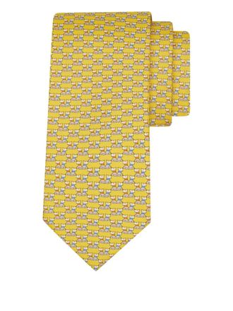 Ferragamo terrier print silk tie - men - Silk - One Size - Yellow